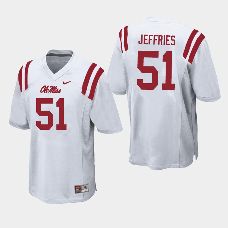 Ole Miss Rebels #51 Eric Jeffries College Football Jerseys Sale-White